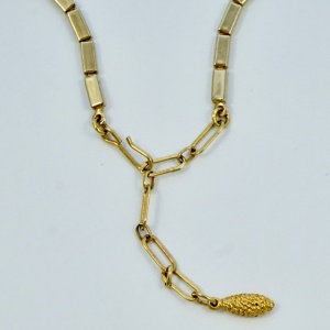 Gold Plated Necklace with Turquoise Glass Stones circa 1950s